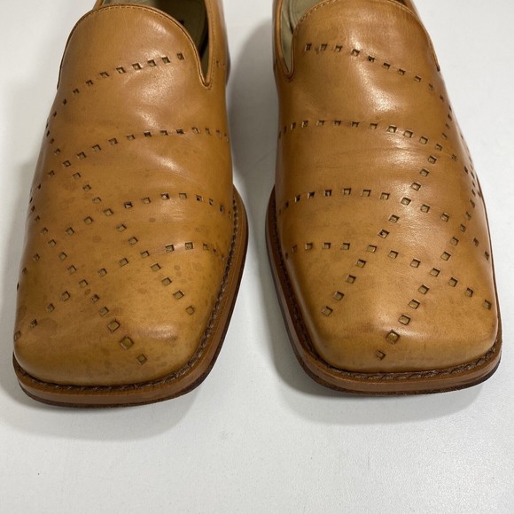 GIORGIO BRUTINI Mens 10 Loafers Private Collection Tan Leather Square Toe - Picture 4 of 12
